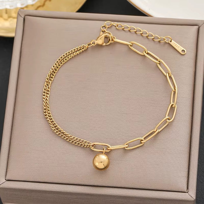 18k Gold Plated Large Linked Chain With Ball