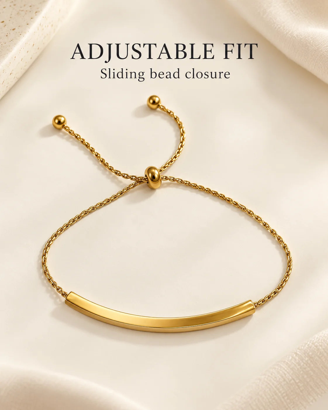 Adjustable fit: Aria gold bracelet with sliding bead closure
