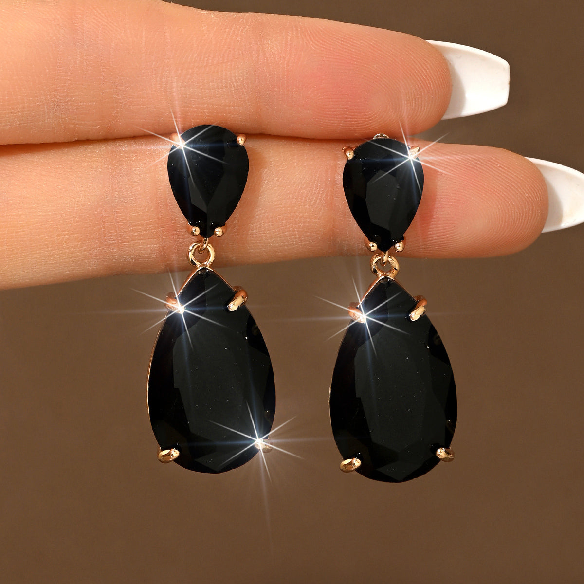 Elara Silver Crystal Teardrop Earrings
