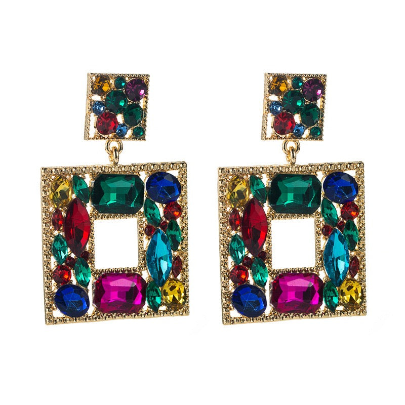 Celeste Crystal Square Drop Earrings