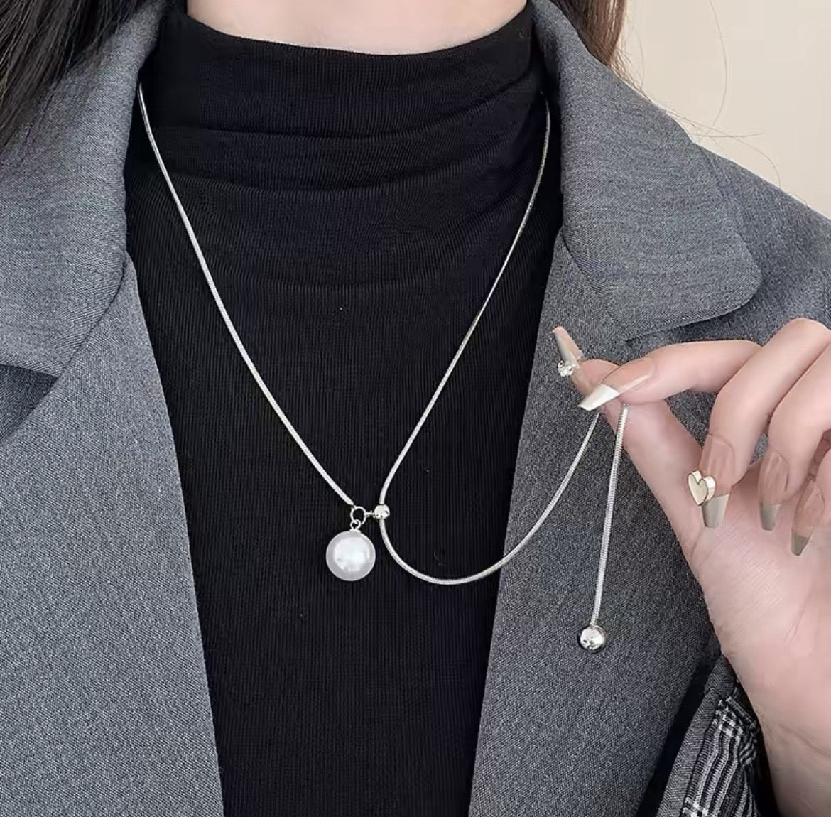 Pearl Tassel Snake Chain Long Necklace