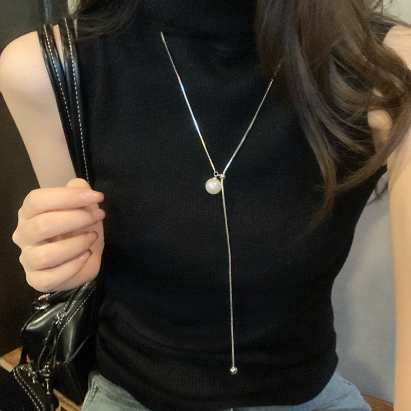 Pearl Tassel Snake Chain Long Necklace