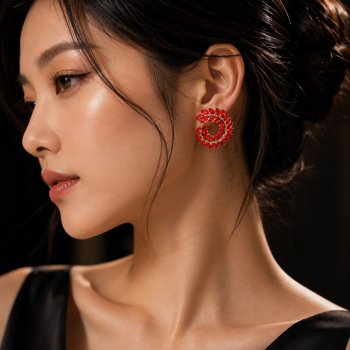 Exaggerated Feather Branch Rhinestone Earrings