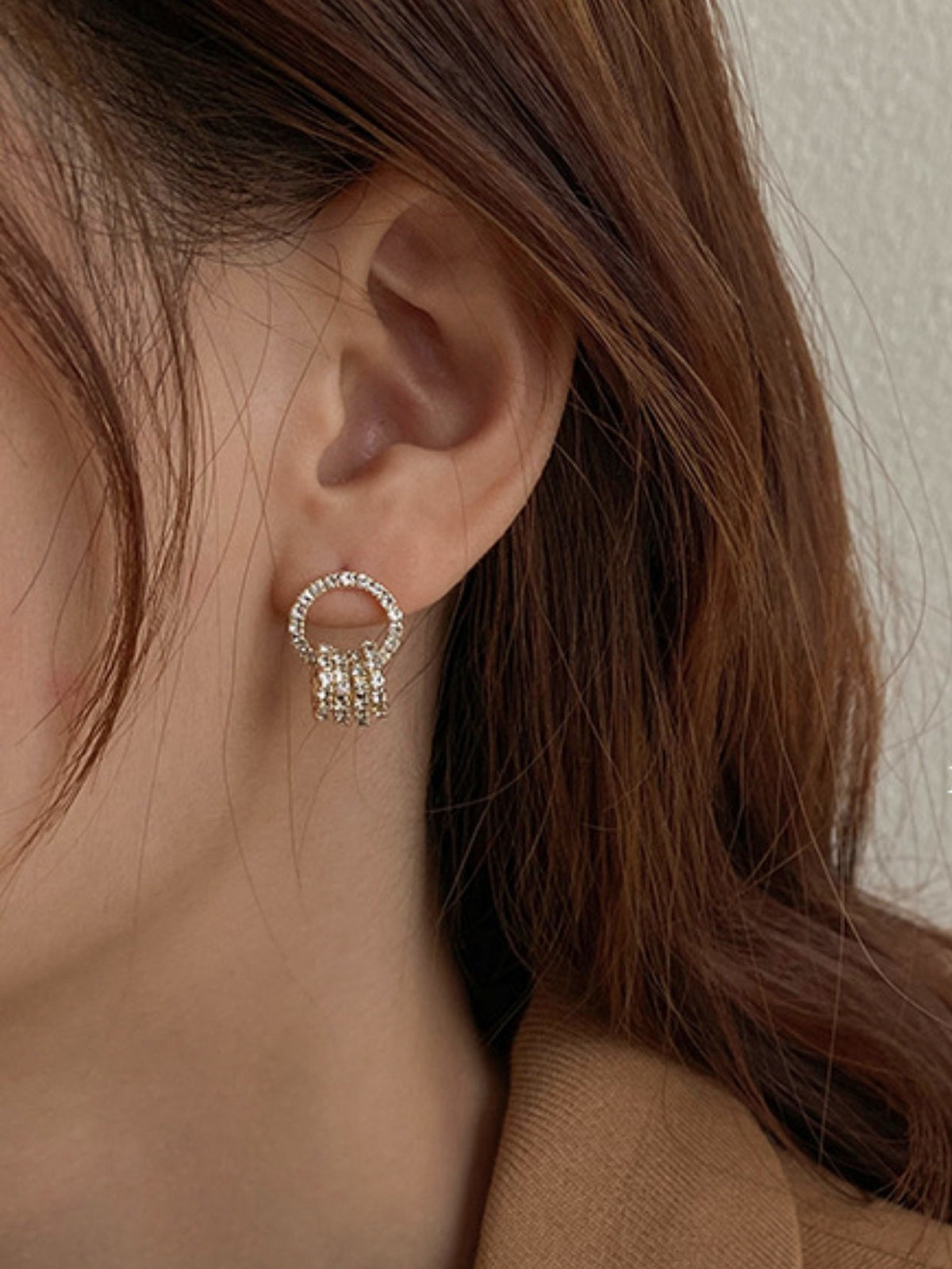 Noble Rhinestone studded Round Earrings