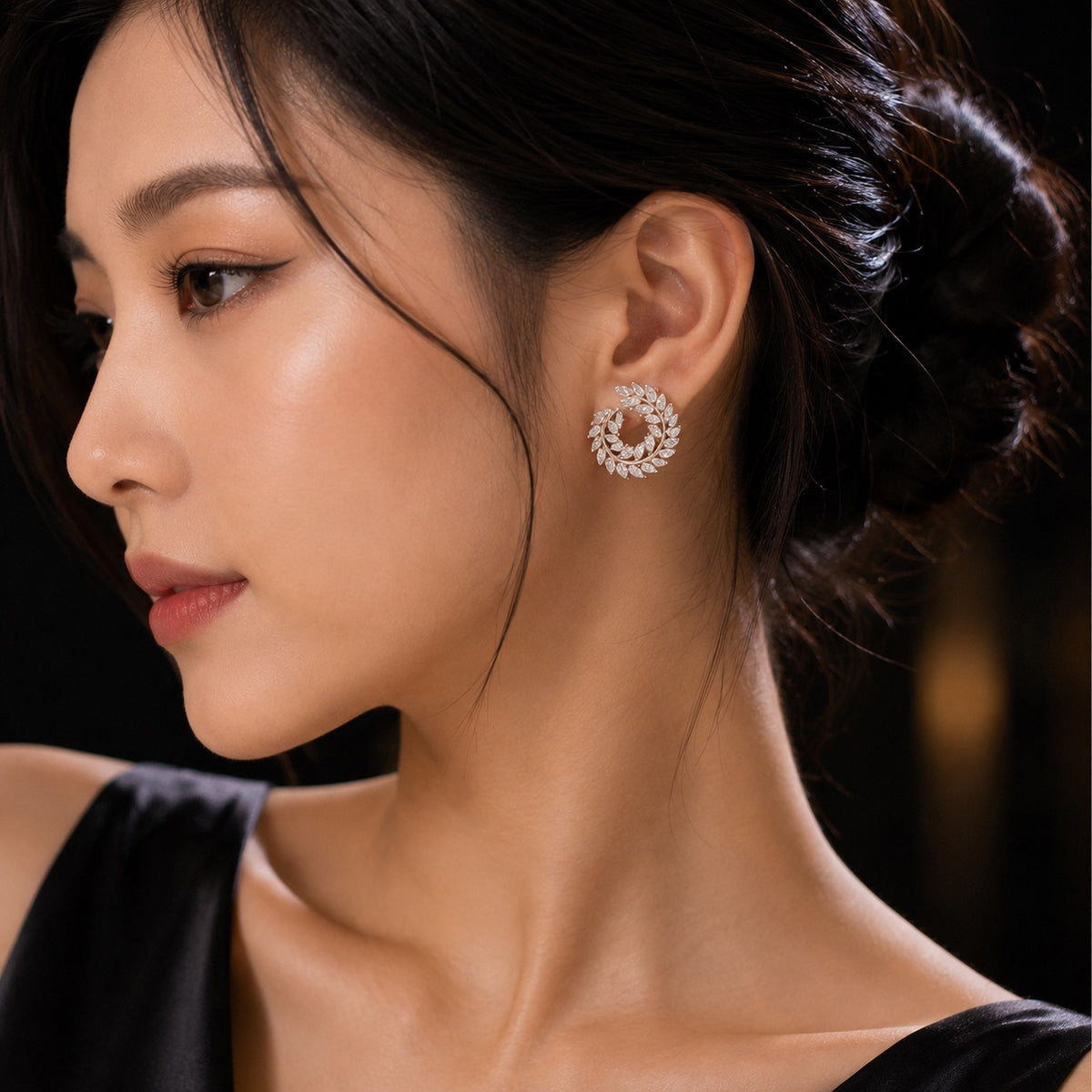 Exaggerated Feather Branch Rhinestone Earrings