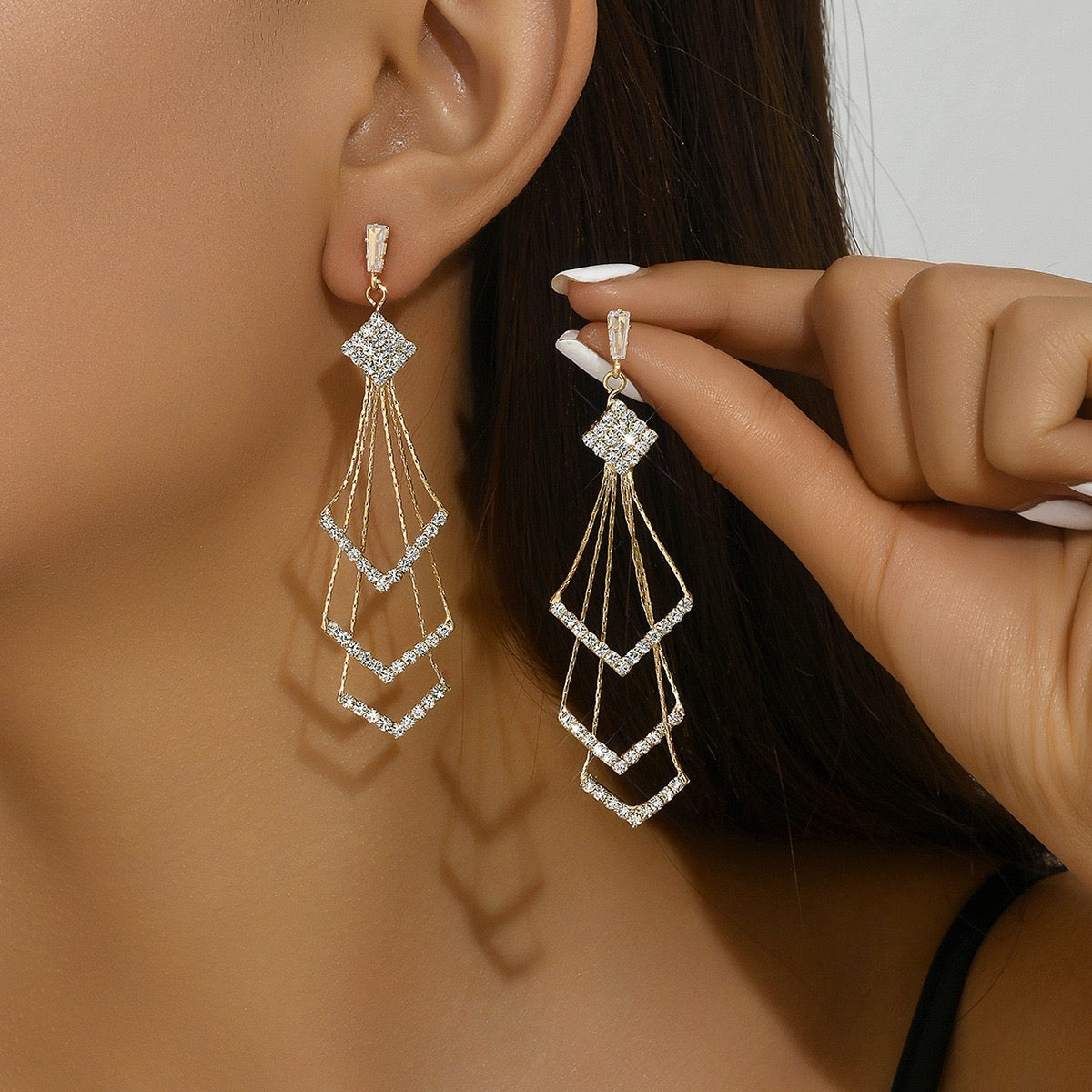 Long Silver Needle Temperament Multi-layer Tassel Earrings