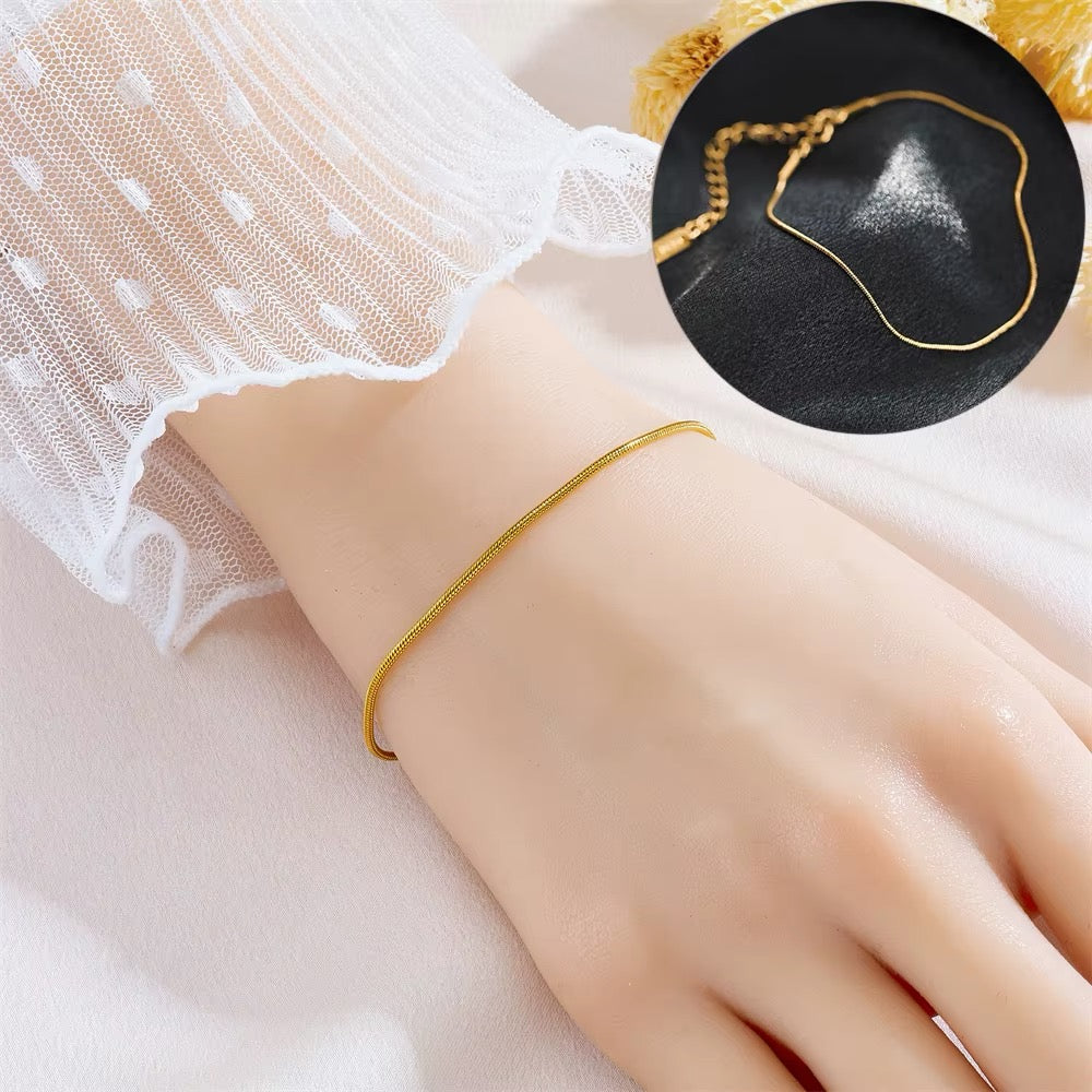 18k Gold Plated Plain Thin Round Chain
