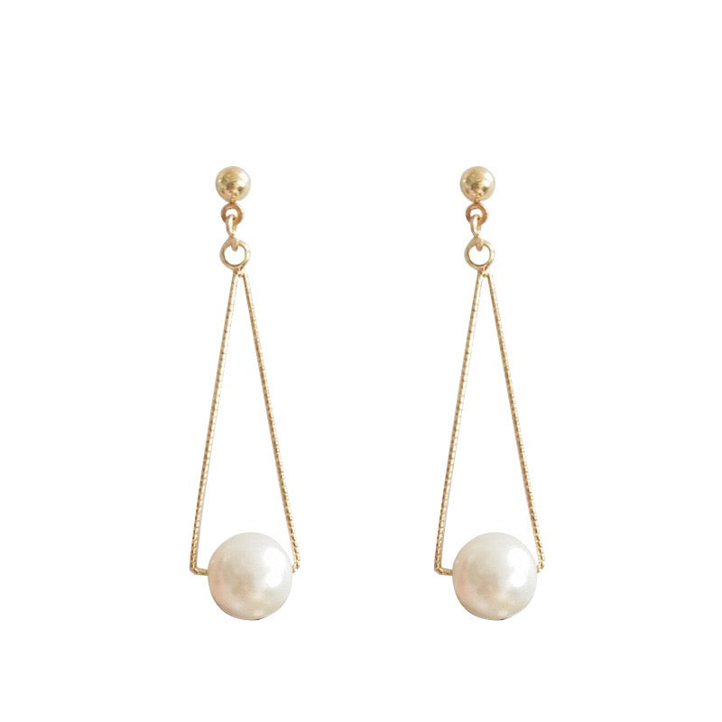 Pearl Long Dangle Drop Earrings