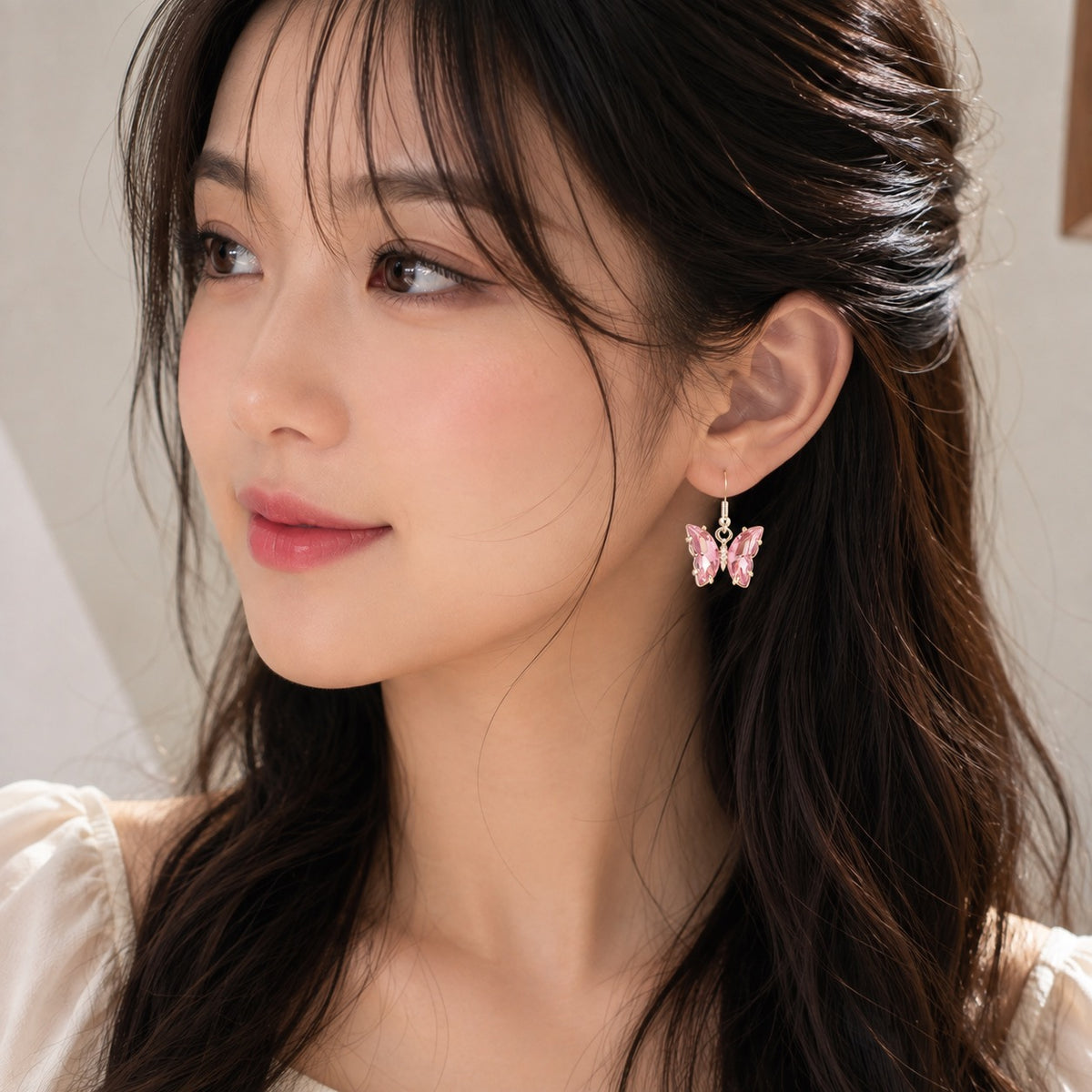 Crystal Zircon Rhinestone Butterfly Drop Earrings