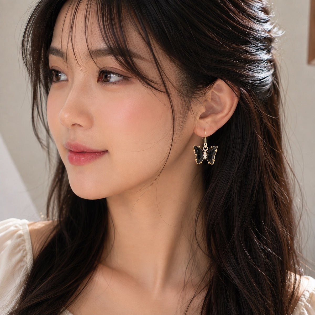 Crystal Zircon Rhinestone Butterfly Drop Earrings