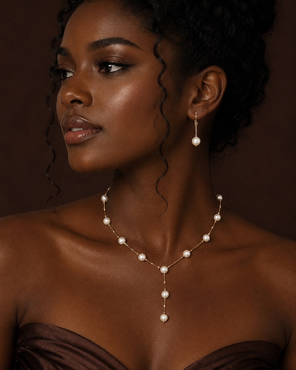 Pearl Multi Layer Elegant Necklace Earrings Set