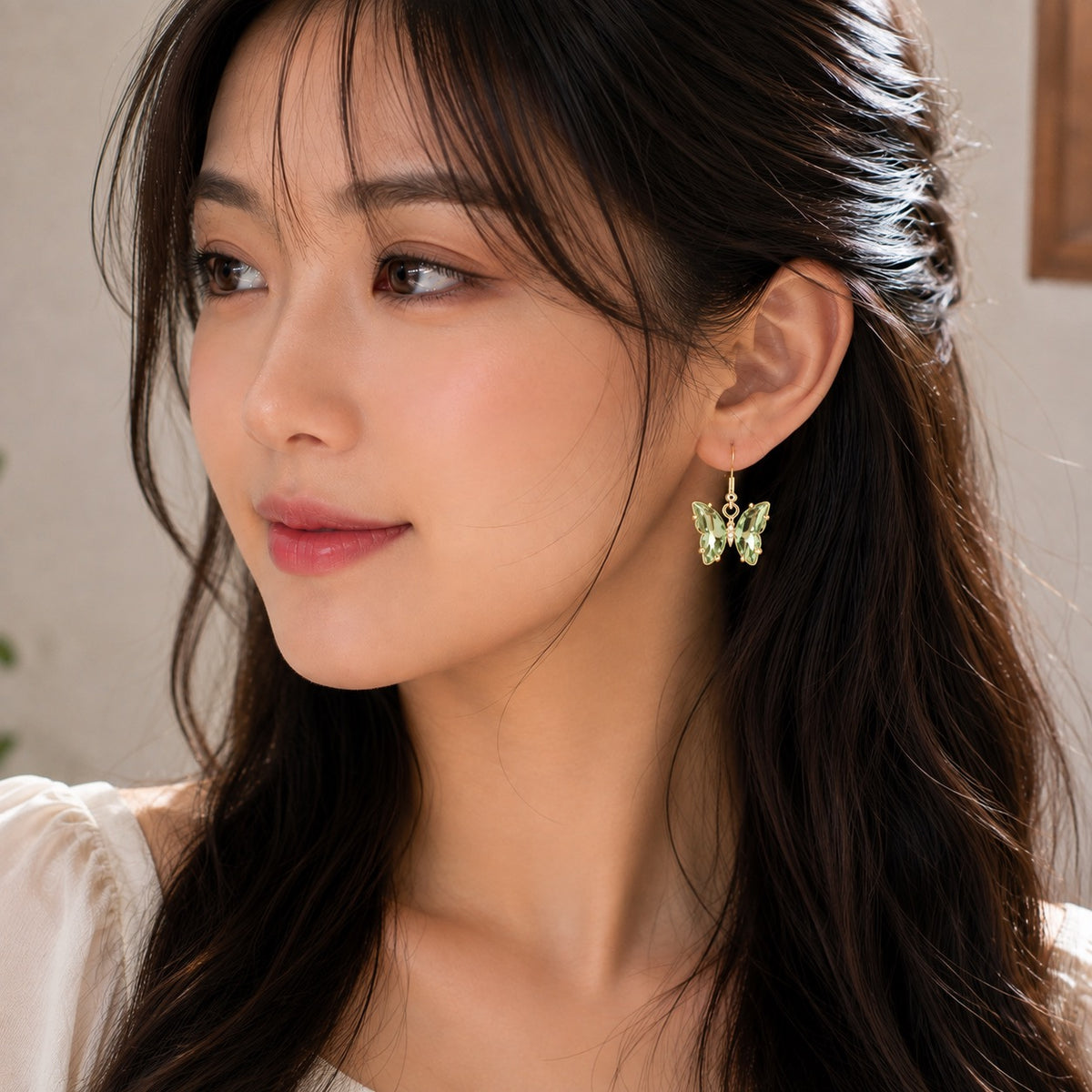Crystal Zircon Rhinestone Butterfly Drop Earrings