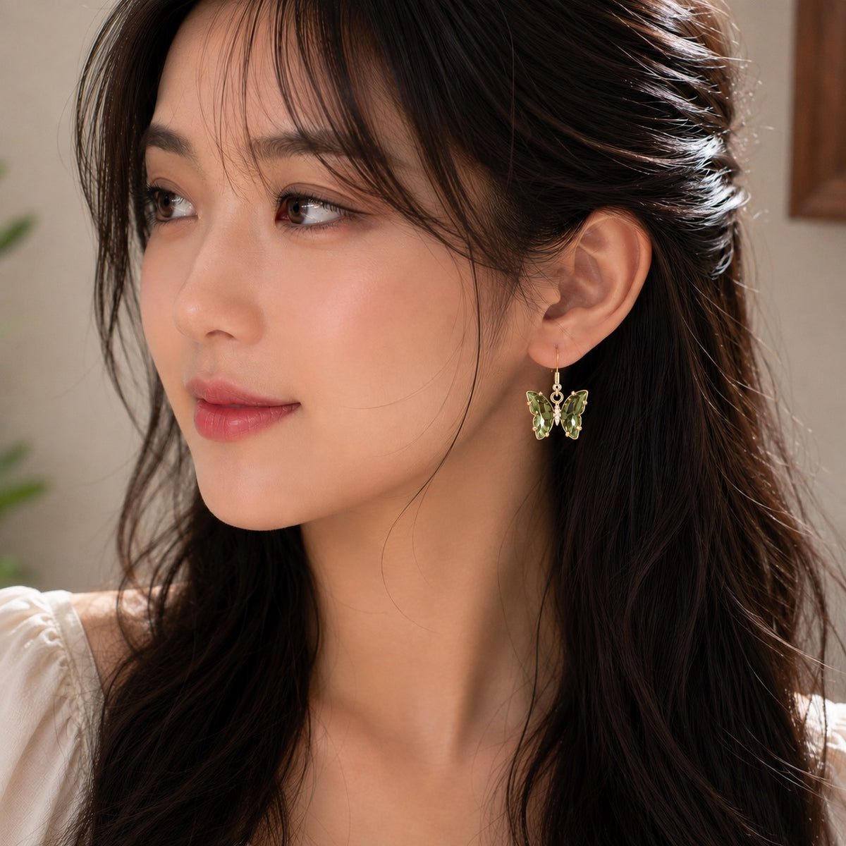 Crystal Zircon Rhinestone Butterfly Drop Earrings