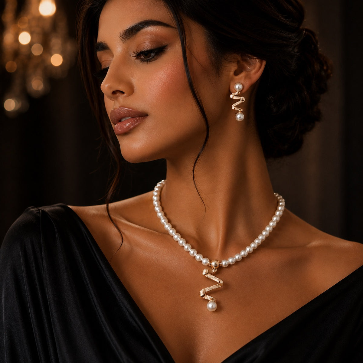 Vintage Elegant Necklace Earrings Set