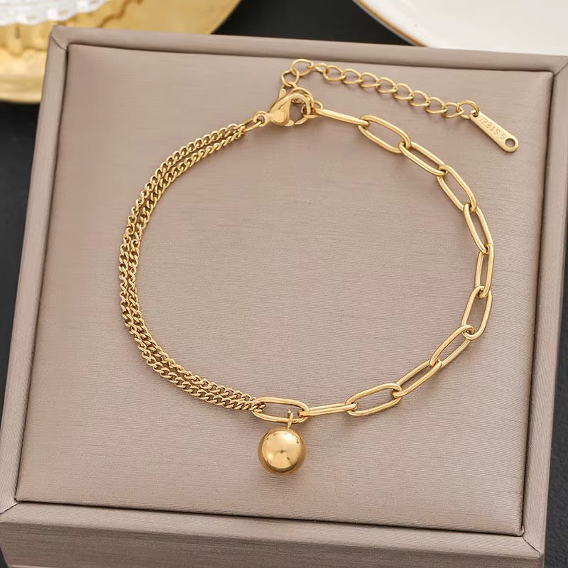 18k Gold Plated Large Linked Chain With Ball
