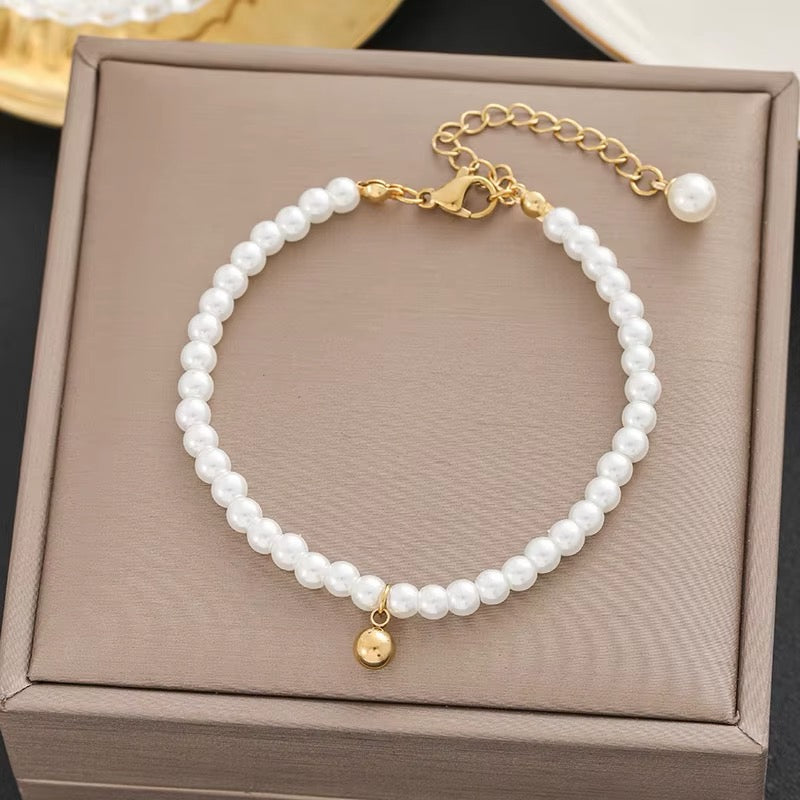 18k Gold Plated Small Ball Pearl Bracelet