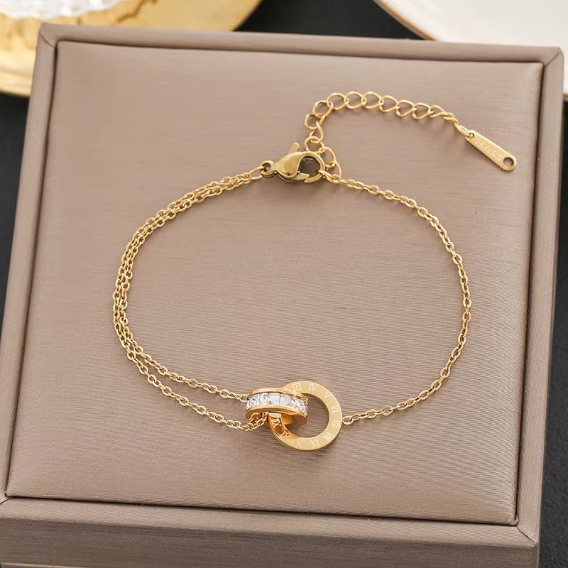 18k Gold Plated Small Double Linked Chain Double Linked Circle