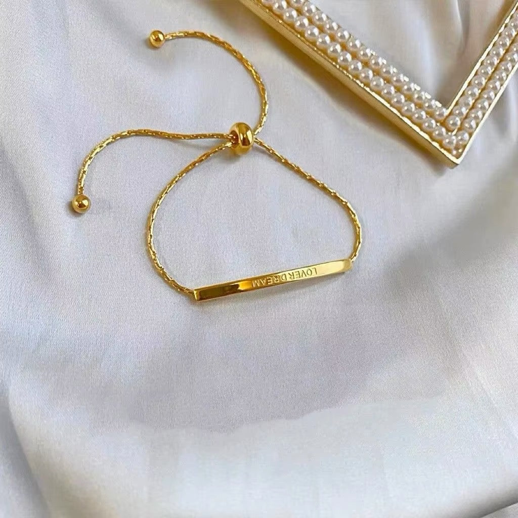 18k Gold Plated Thin Linked Chain Lover Dream Bracelet