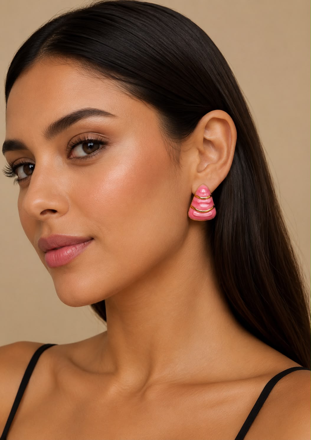 18k Gold Geometric Irregular Oil Drip Colorful Stud Earring-Sea Life Motif