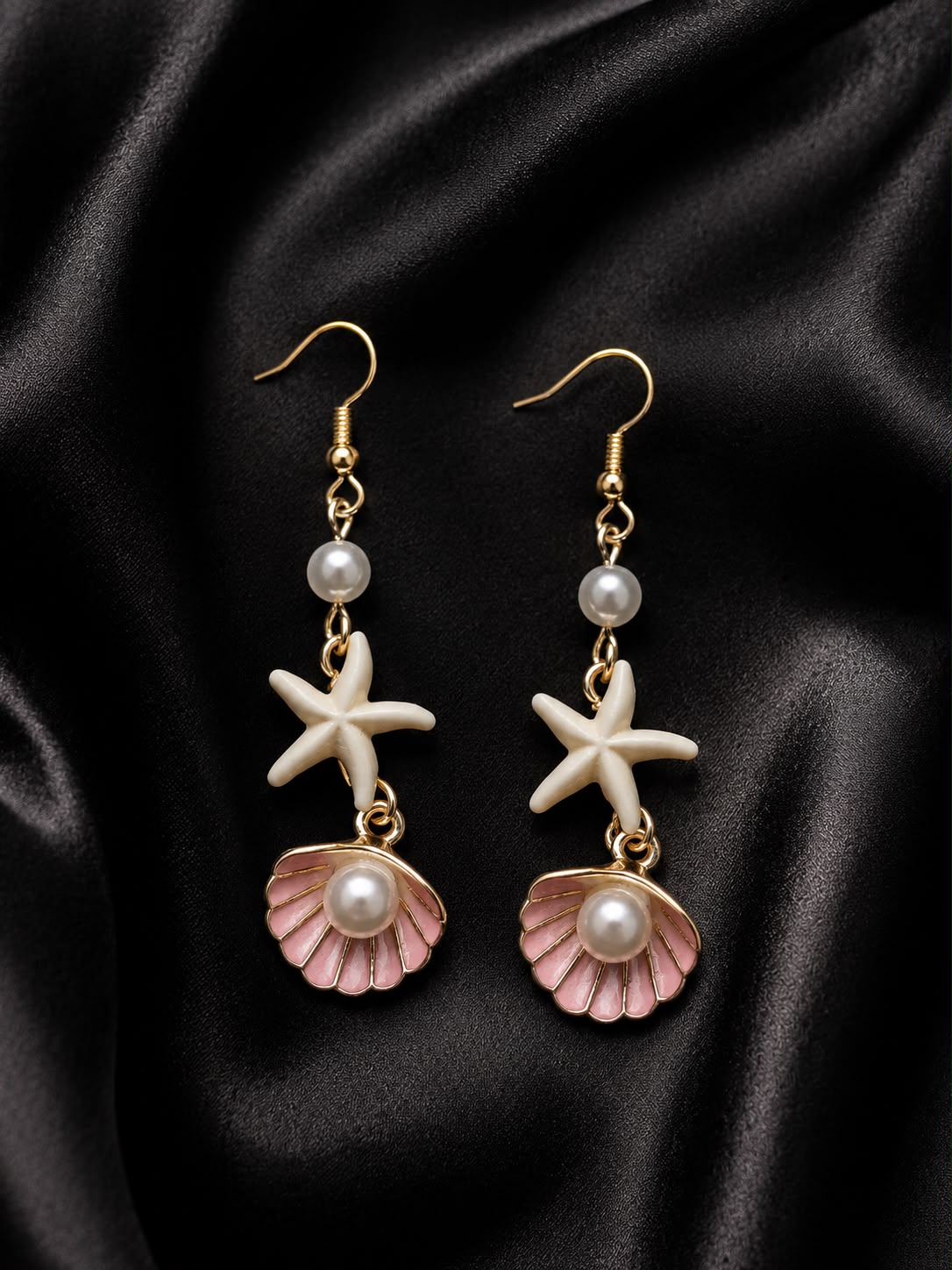 Bohemia Beach Style Colorful Stone Starfish Shell Drop Earrings