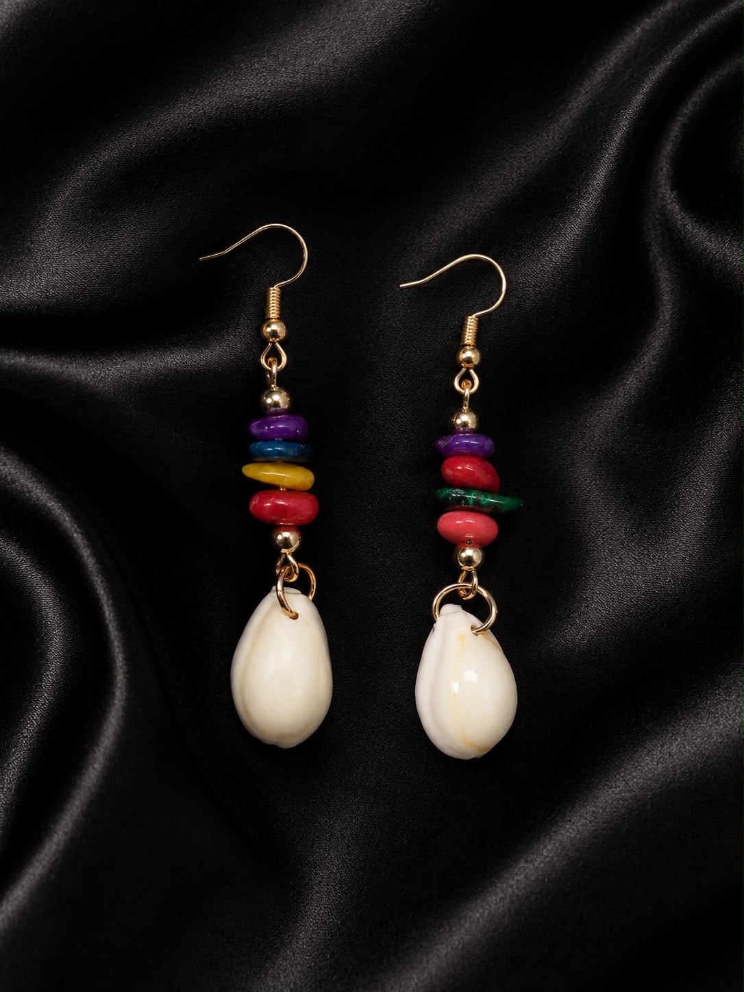 Bohemia Beach Style Colorful Stone Starfish Shell Drop Earrings